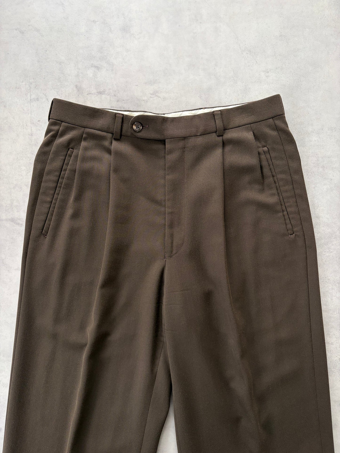 80s Loro Piana 2タック トラウザーズ（ブラウン）