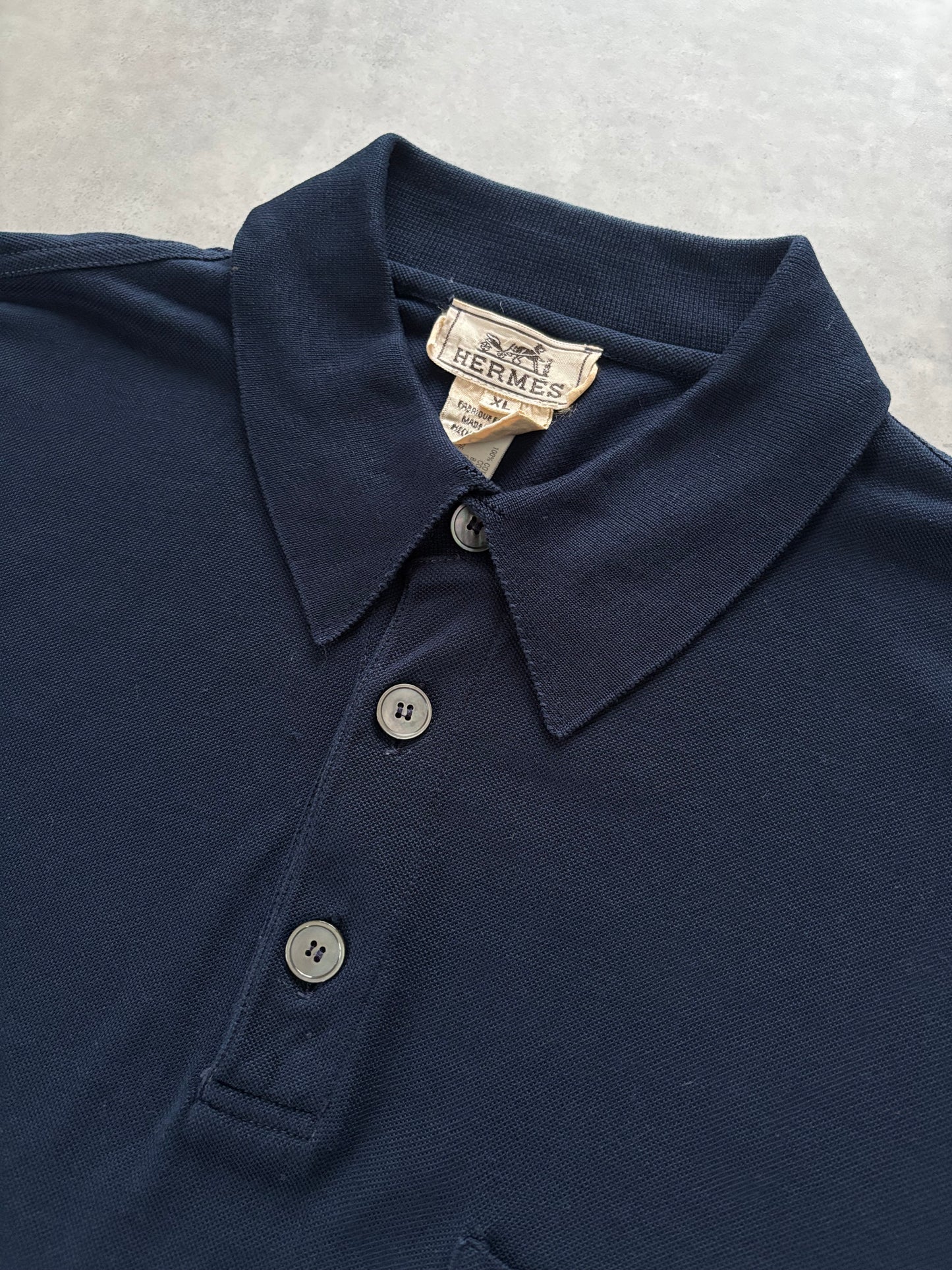 90s HERMÈS ポロシャツ Made in Italy（ネイビー）