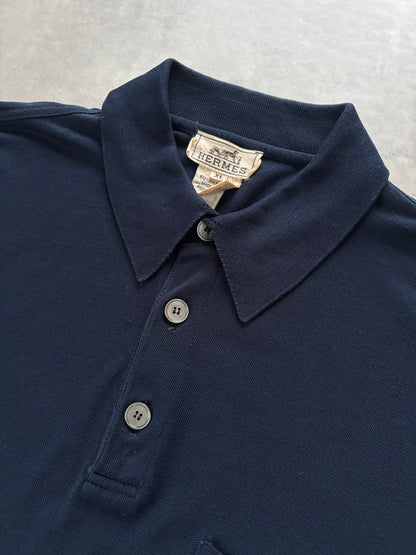 90s HERMÈS ポロシャツ Made in Italy（ネイビー）