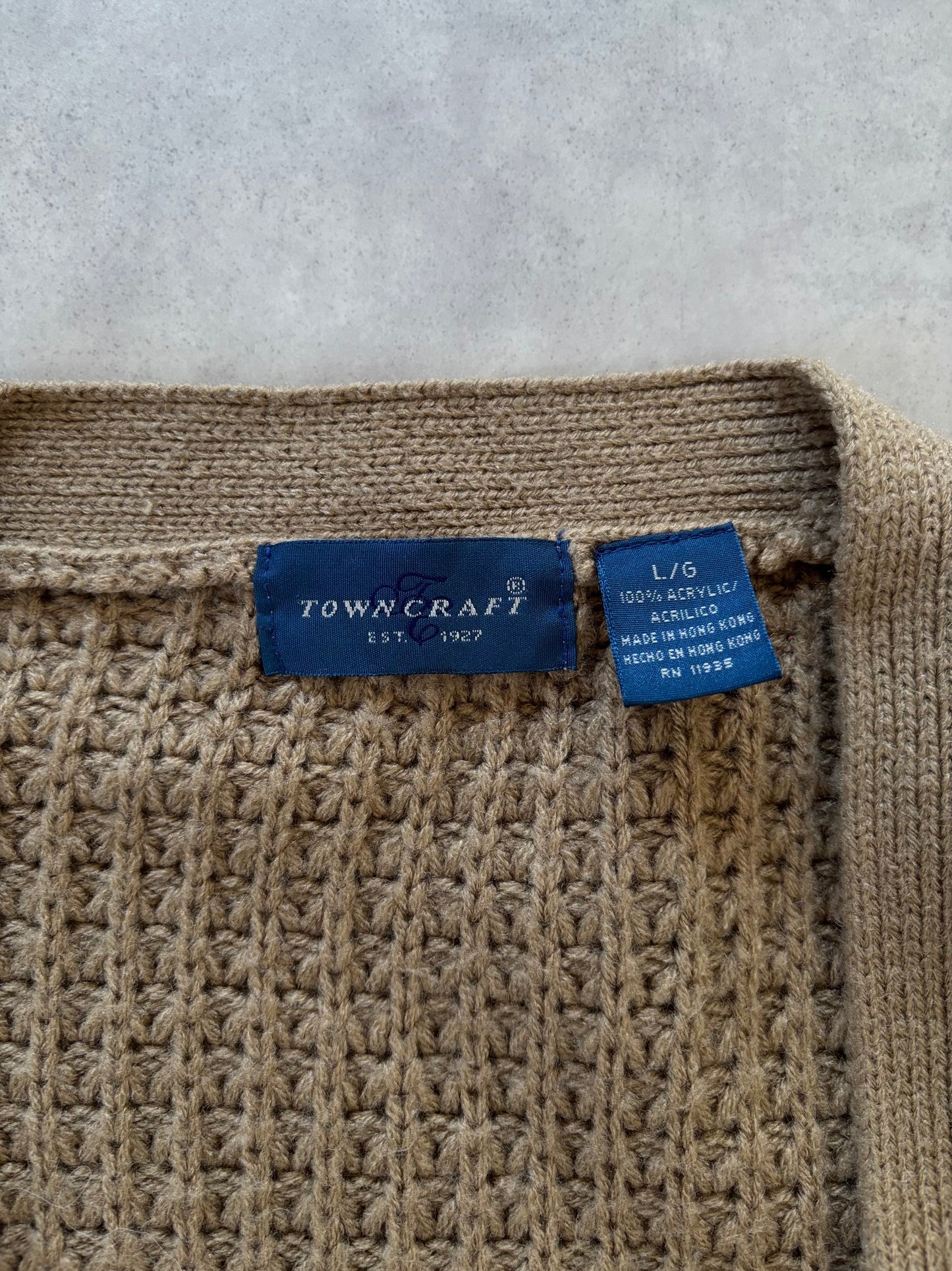 80s TOWNCRAFT ベージュニットカーディガン