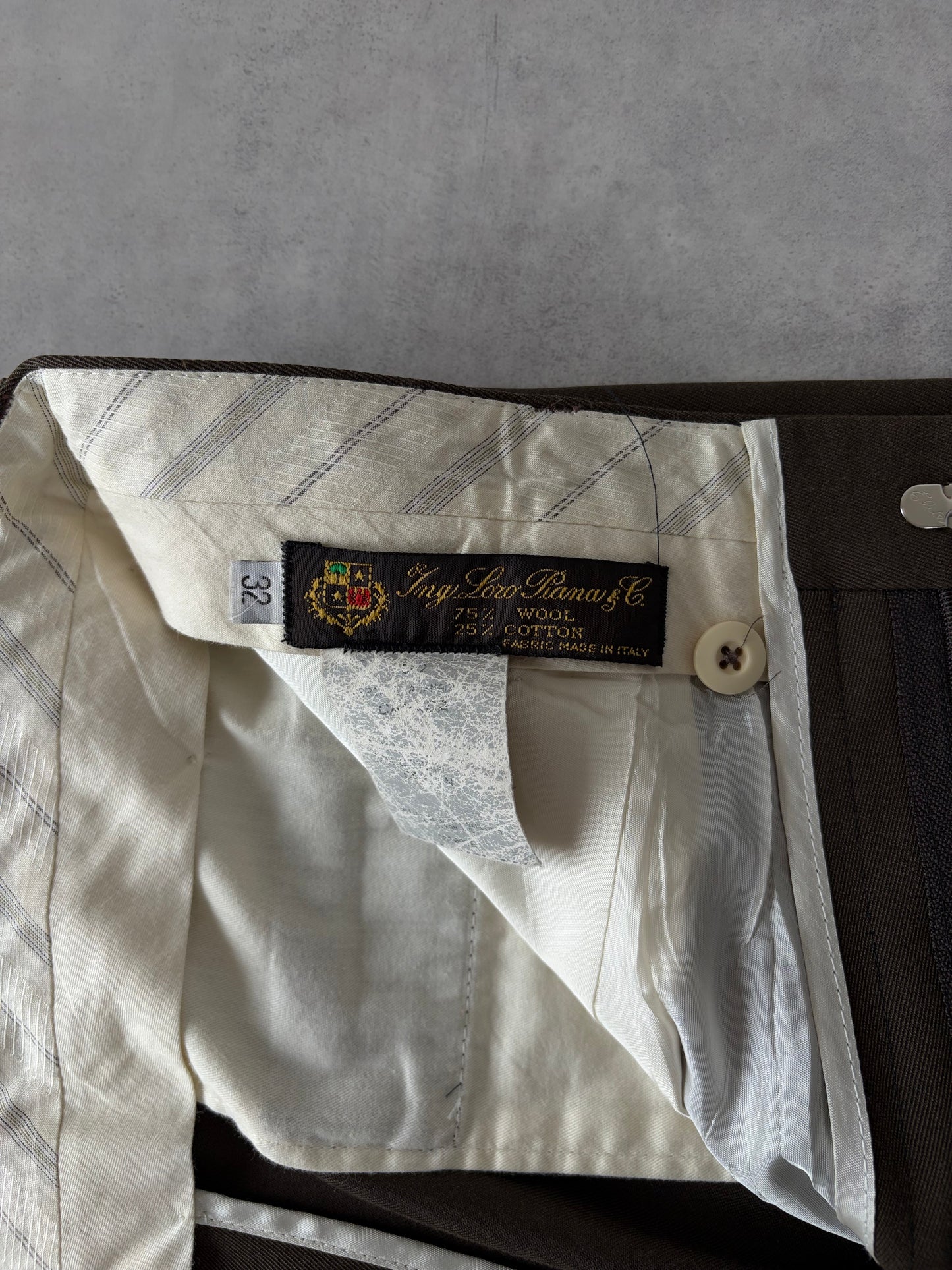80s Loro Piana 2タック トラウザーズ（ブラウン）
