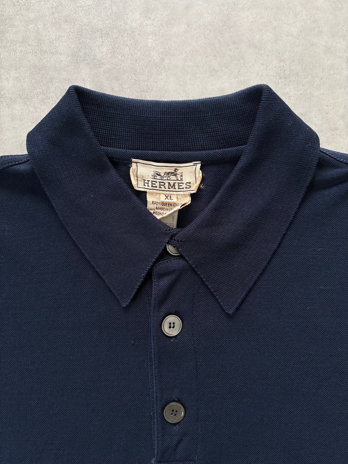 90s HERMÈS ポロシャツ Made in Italy（ネイビー）