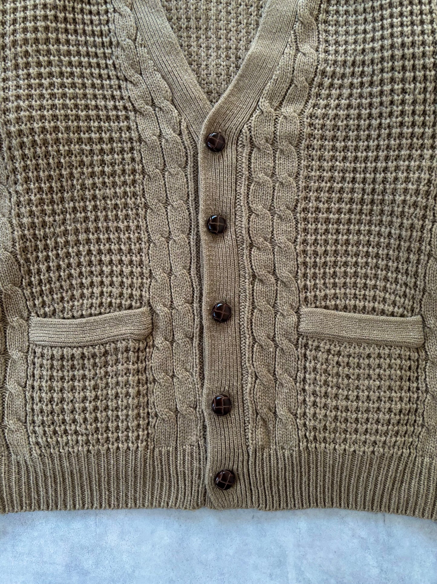 80s TOWNCRAFT ベージュニットカーディガン
