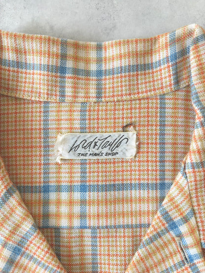 70s オープンカラーチェックシャツ