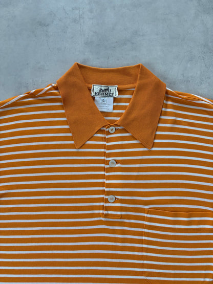90s HERMÈS ポロシャツ Made in Italy（オレンジ）