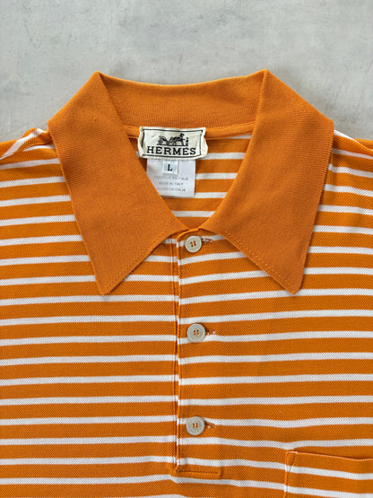 90s HERMÈS ポロシャツ Made in Italy（オレンジ）
