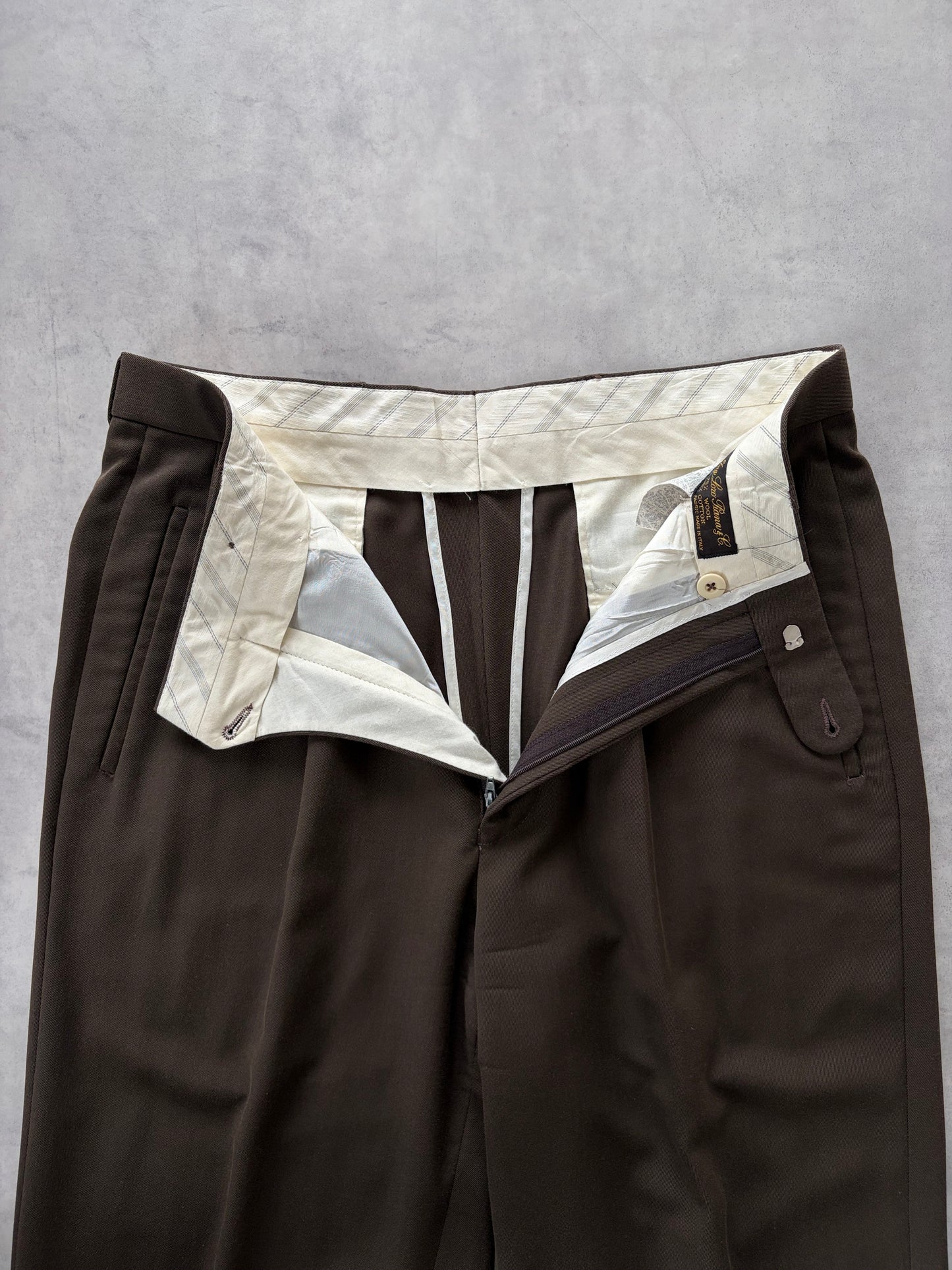 80s Loro Piana 2タック トラウザーズ（ブラウン）