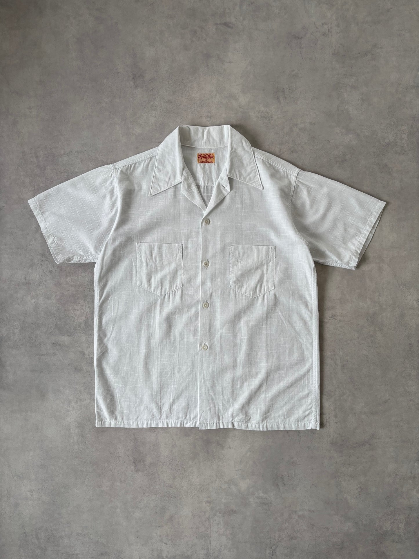 40s Brooks Lane コットンオープンカラーシャツ（ホワイト）